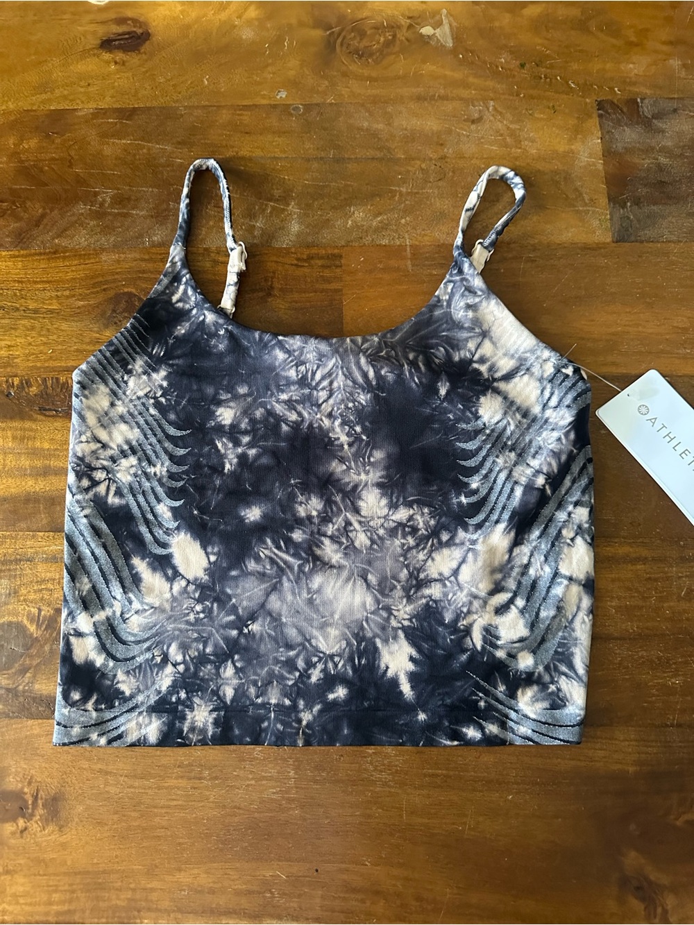 Athleta Motivate tie dye crop tank bra top size L NWT
